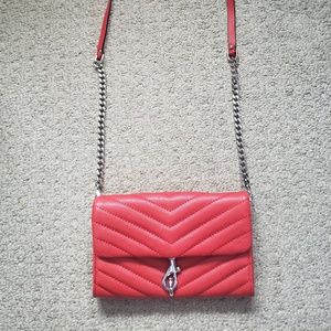 Red Rebecca Minkoff Eddie Leather Wallet on Chain